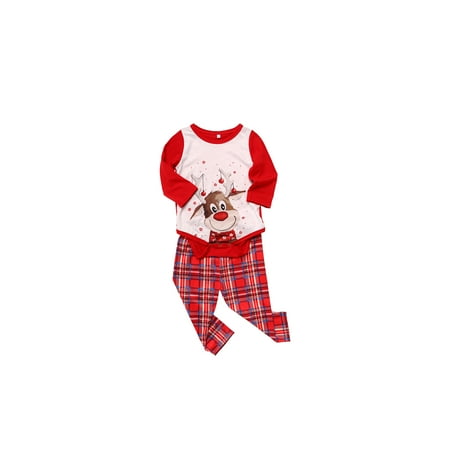 

Family Matching Christmas Pajamas Dad Mom Kid Baby Cartoon Plaid Sleepwear Homewear Sets
