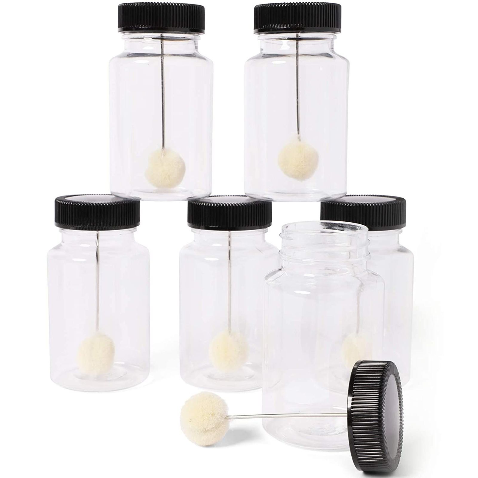 6Pack Clear Bottle Wool Daubers with Ball Brush for DIY Projects, Arts