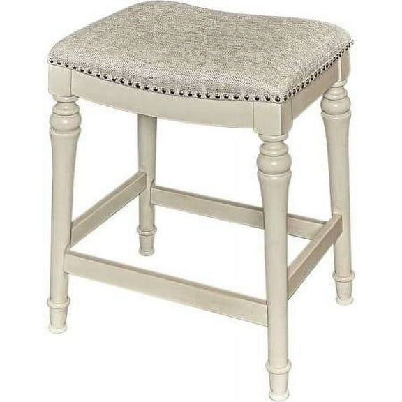 Powell Hayes 27" Backless Wood Counter Stool, Cream Finish