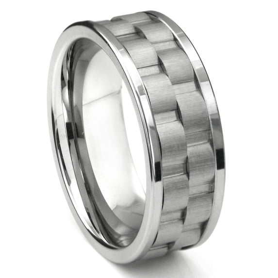 Titanium Kay Tungsten Carbide 9MM Double Coinedge Comfort Fit Mens Wedding Band Ring Sz 12.5