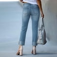 thumbnail image 3 of LWavelet Women High Waisted Cuffed Ankle Jeans Contrast Hem Washed Denim Pants Cropped Straight Leg Casual Jeans for Women Sky Blue S, 3 of 5