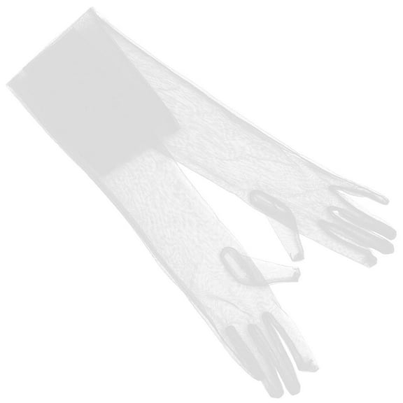 NIAIZEK 1Pair White Opera Sheer Gloves Lightweight Gauze Gloves for Wedding Engagement and Opera