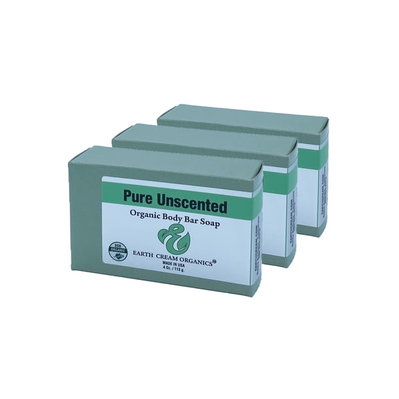 Organic Pure Unscented Whole Bar Soap, Ultra Pure for Sensitive Skin, Small Batch Handcrafted, 3 Pack