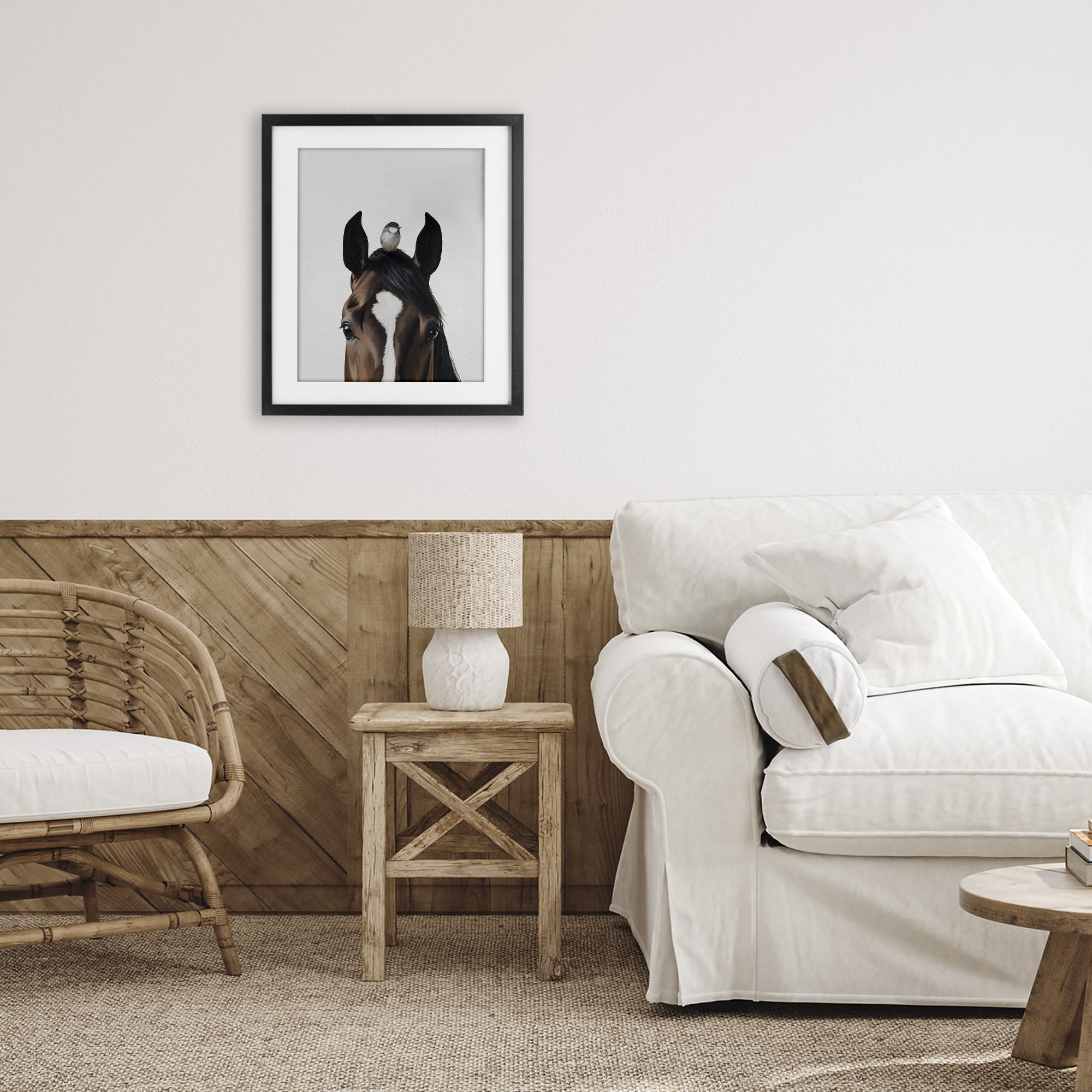 Stupell Industries Quiet Companion Horse & Bird Black Framed Print Under Glass, design by Svetlana Aleynikova