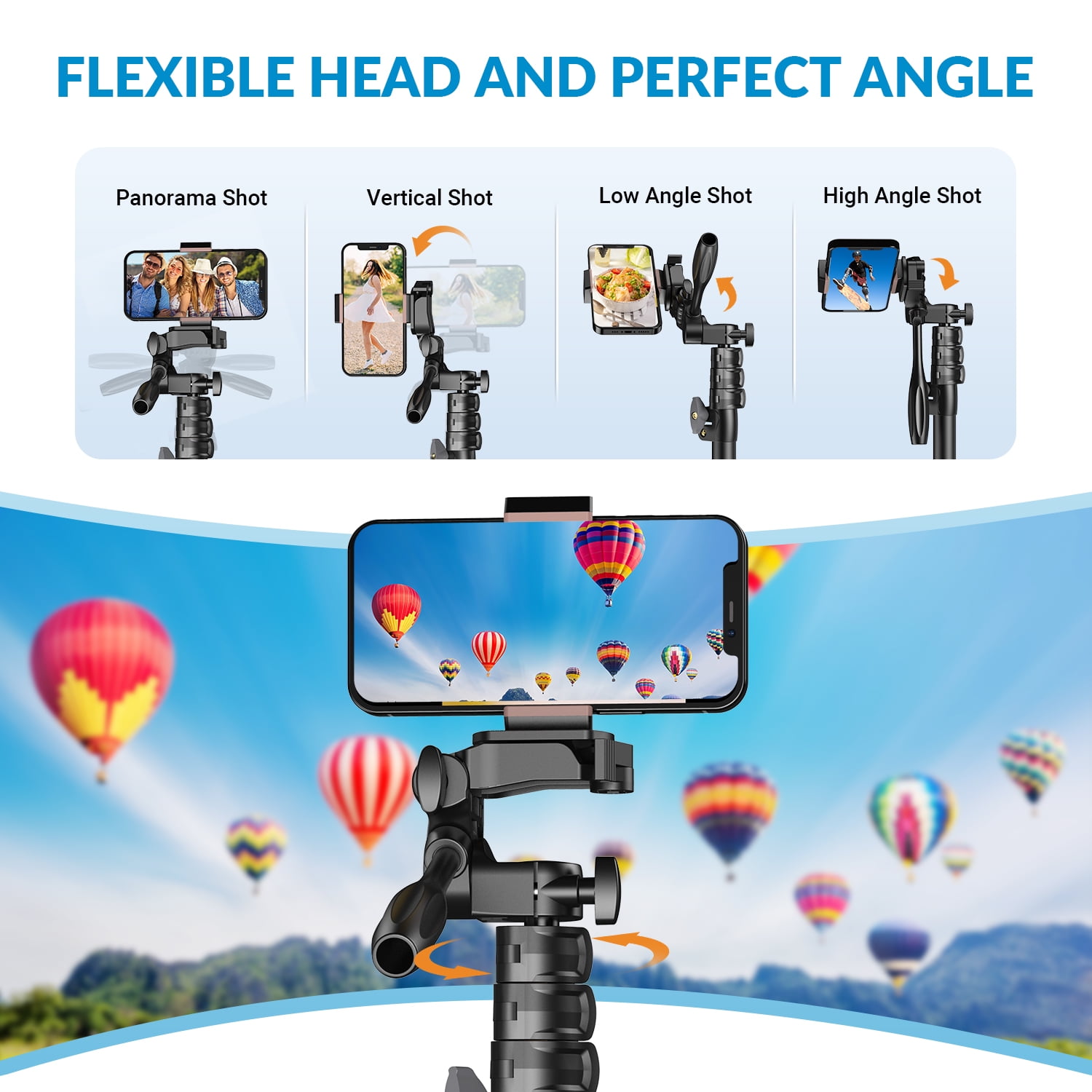 APEXEL Professional 70 inch Extendable Flexible SLR Tripod 360 Rotation Aluminum Selfie Stick for Gopro Sony Nikon Smartphones