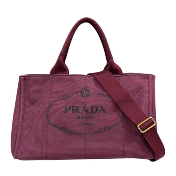 Pre-Owned Prada Canapa Tote M Shoulder Bag, Canvas BN2642 Red, Women's, PRADA 2-way