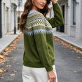 thumbnail image 5 of QSAWXQZ Women's Crewneck Sweater Long Sleeve Color Block Fair Isle Jacquard Pullover Casual Knit Top S, 5 of 6