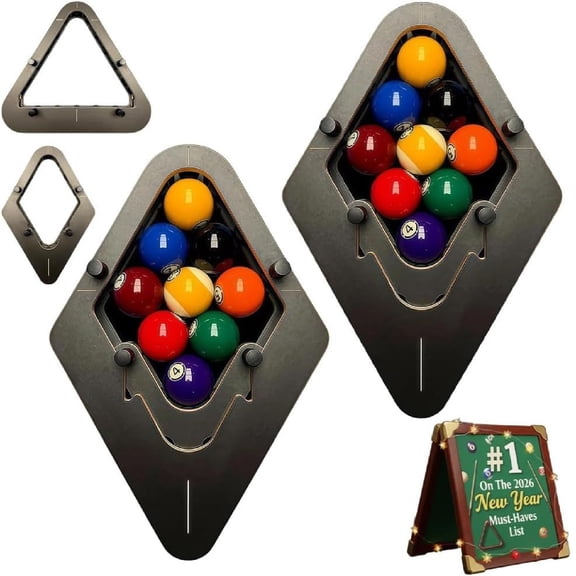 Precision-Engineered Professional Billiard Rack System That Eliminates Gaps, Wood Billiard 8-Ball/9-Ball Pro Triangle/Diamond Pool Ball Racks, for Tournament Play, Delivers Perfect Racks (9-Ball PRO)