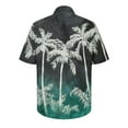 thumbnail image 4 of AHTJRT Casual Men’s Button Down Aloha Shirt with Sunset Landscape Pineapple Prints Short Sleeve Shirt Multicolor 2XL, 4 of 5