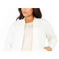 thumbnail image 2 of Charter Club Women's Textured Knit Bomber Jacket White Size Medium, 2 of 3