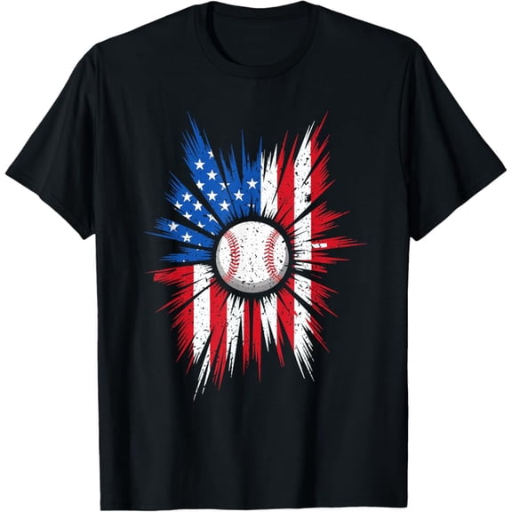 Hot Trending T-Shirt With Baseball 4Th Of July Patriotic Kids Usa American Flag Boys T-Shirt Design Preview Only
