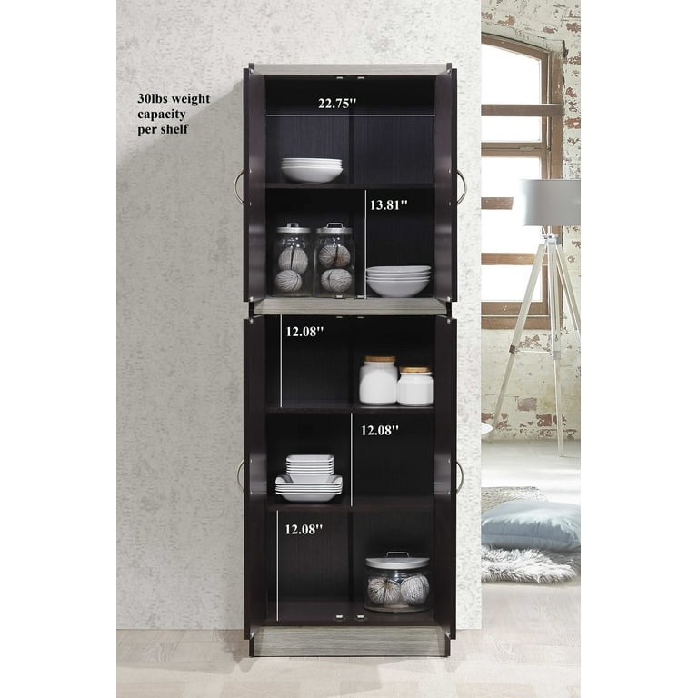 Hodedah 4-Door Kitchen Pantry with 4-Shelves, Beech - Walmart.com