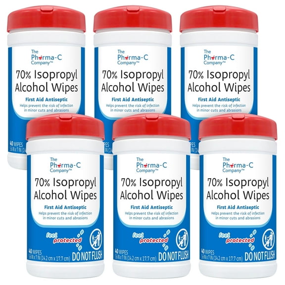 The Pharma-C Company 70% Isopropyl Alcohol Wipes [6 pack - 40ct canisters]