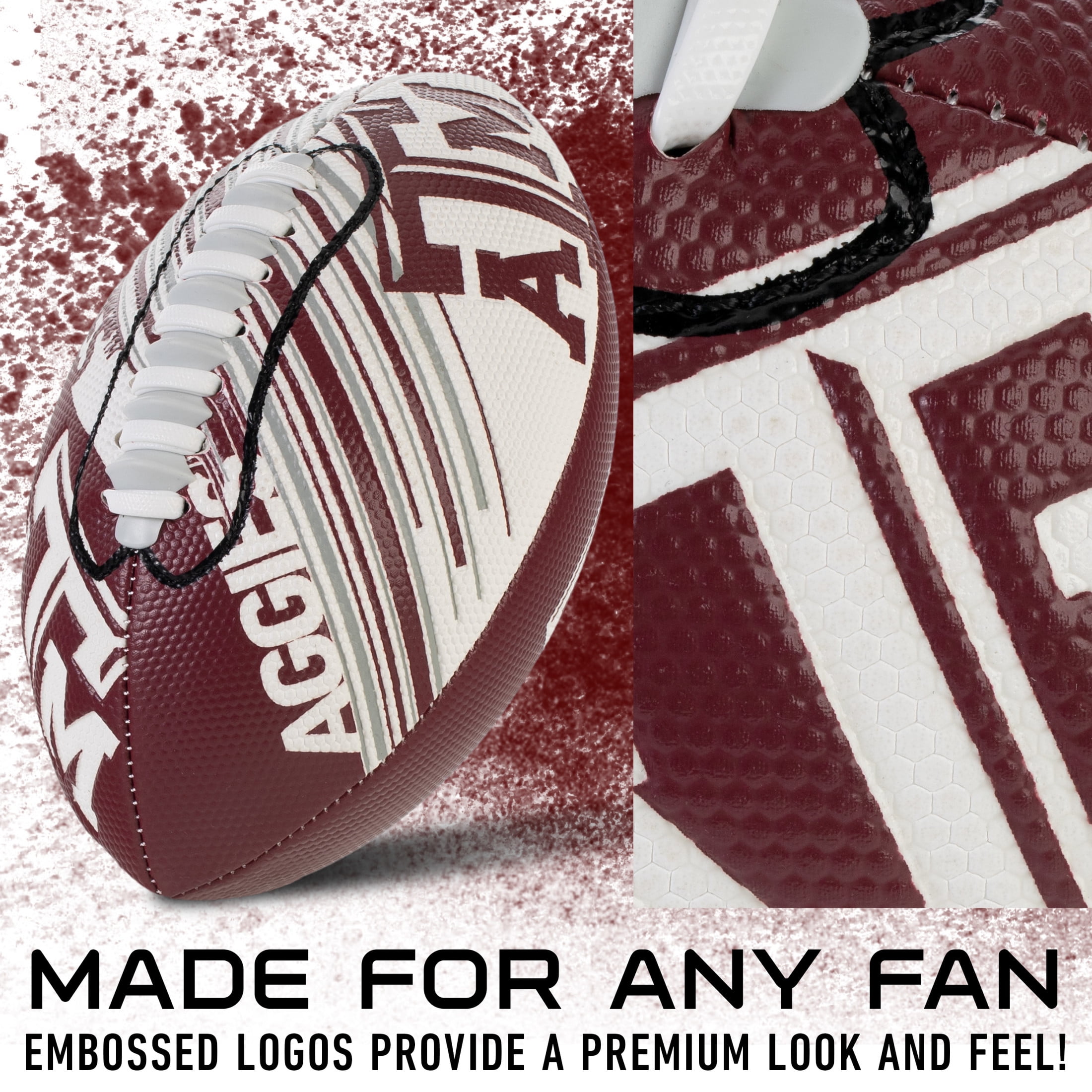 Franklin Sports Texas A&M Aggies Football - Youth Mini Football - 8.5" Football- SPACELACE Easy Grip Texture- Perfect for Kids !