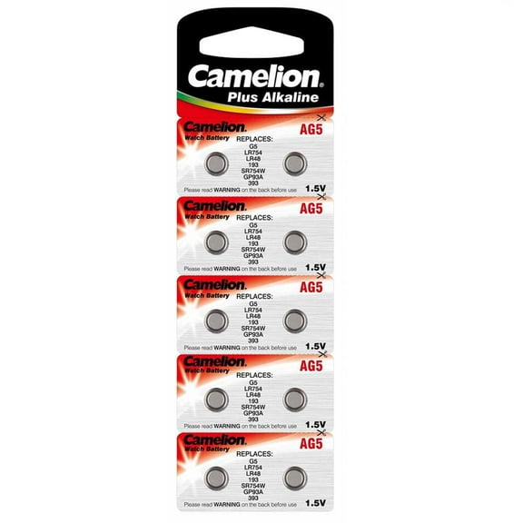 10-PACK Camelion AG5 1.5 Volt Alkaline Button Cell Watch Battery
