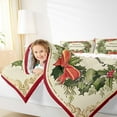 thumbnail image 4 of Manfei Merry Christmas Queen Comforter Set for Kids, Winter Leaf Plant Bedding Sets, Vintage Western Festival Reversible Bedding Comforter Set, Breathable Home Decor, 3pcs, 4 of 8