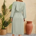 thumbnail image 5 of Diufon Women's Maxi Dresses Summer V Neck Long Sleeve Dress Side Lace-Up Waisted Hem Split Dress, 5 of 5