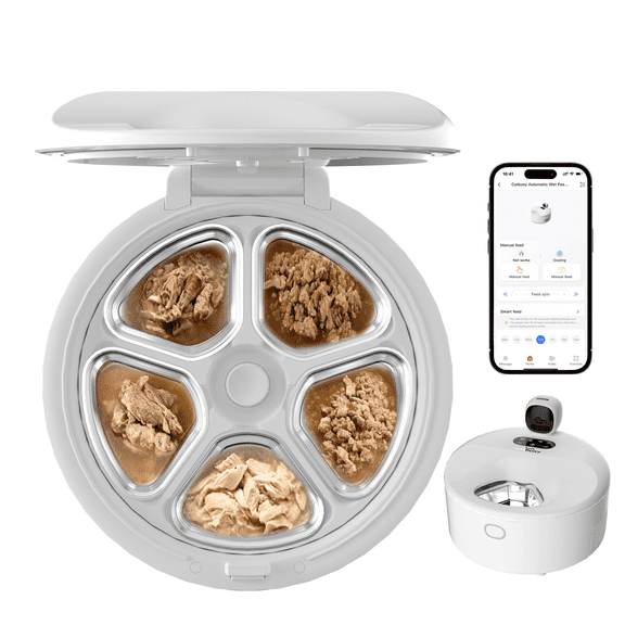 FURDEAR Heating/Cooling Smart Wet Food Feeder, APP Controlled for Travel Peace