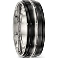 thumbnail image 4 of Stainless Steel Polished Black Ip-Plated 8mm Ridged Edged Band (Size 10) Made In China sr579-10, 4 of 5