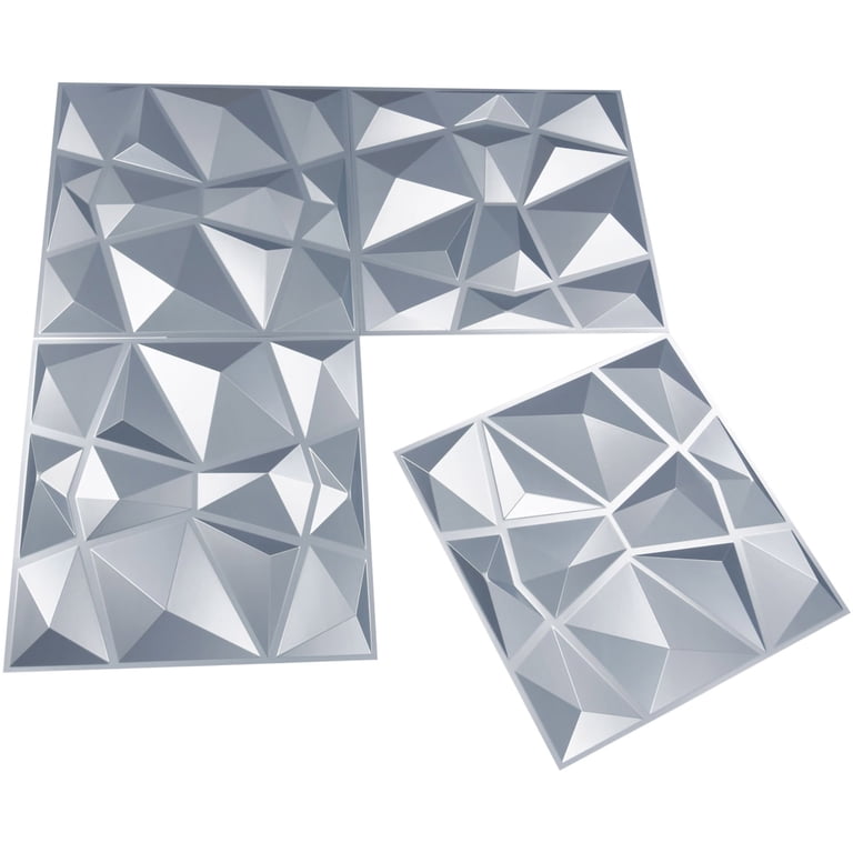 Art3d Gray Diamond Design 19.7 in. x 19.7 in. PVC 3D Wall Panel