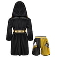 thumbnail image 2 of Kaerm Kids Boys Boxing Outfit Satin Long Sleeve Boxer Robe Hooded Grown Cloak Thai Boxing Shorts B4 8, 2 of 5