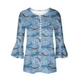 thumbnail image 5 of Sakmal 3/4 Sleeve Womens Tops Under $10 Button Graphic V-Neck Pleated Tunic T Shirts for Women, 5 of 5