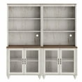 thumbnail image 7 of WAMPAT Farmhouse Bookcase, Bookshelf with Glass Doors, Large Wood Display Book Shelf with Adjustable Shelves and Storage Cabinet for Living Room, Bedroom, Library, Office, Rustic White (2PCS), 7 of 7