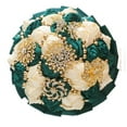 thumbnail image 3 of Bridal Wedding Bouquet Gold Rhinestone Brooch Bouquet for Bride Bridesmaid Quinceanera Satin Rose Artificial Flower Bouquet Wedding Ceremony Bridal Party Bouquet, 3 of 6