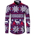 thumbnail image 4 of Camisa de manga larga navideña 2024 con solapa y botones para hombre, camisa con estampado 3D de muñeco de nieve navideño, informal, para fiestas y vacaciones, talla 5XL, 4 of 5