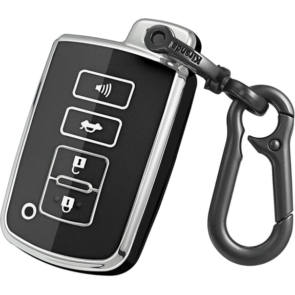 Key Fob Cover Compatible with Toyota Tundra Sequoia 4Runner Highlander 2018-2024 4 Button Keychain Case Holder Protector,Black,case keychain