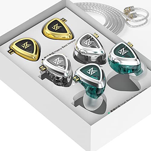 KZ EDA Dynamic Driver Earbuds Combos, 3 en 1 in 1 in Ear Monitor Auriculares con cable Auriculares, música de alta fidelidad Auriculares IEM con cable extraíble sin micrófono