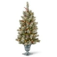 thumbnail image 3 of National Tree Company 4 ft. Pre-Lit Feel Real® Artificial Snowy Bristle Berry Christmas Entrance Tree, Green, Red Berries, Pinecones, 100 Clear Lights, Silver Pedestal Urn, 3 of 6