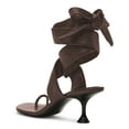 thumbnail image 2 of YDN Women Fashion Ring Toe Ankle Wrap Sandals Wide Strap Lace Up Low Heels Chic Party Dressy Summer Shoes Size 6.5 Brown, 2 of 4