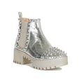 thumbnail image 1 of Women Metallic Studded Spikes Lug Sole Platform Chelsea Booties 19048, 1 of 6