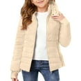 thumbnail image 2 of IVEYRTF Childrens Hooded Winter Coat Warm Thick Padded Jacket Boys Girls Lightweight Windproof Outdoor Sportswear for Daily Wear School Activities Holiday Party Vacation(Beige,3-4 Years), 2 of 9