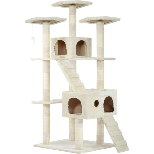 Cat Tree Cat Tower Cat Condo 72 Inches Tall Multi Level Playpen House Kitty Activity Tree Center With Funny Toys Multiple Colors Beige Walmart Com Walmart Com