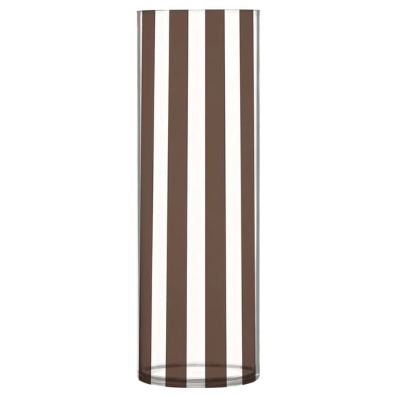 Haosy Plastic Flower Vase 11.8 inch Tall Clear Cylindrical Vases for Centerpieces Home Wedding Decor Dark Brown and White Striped