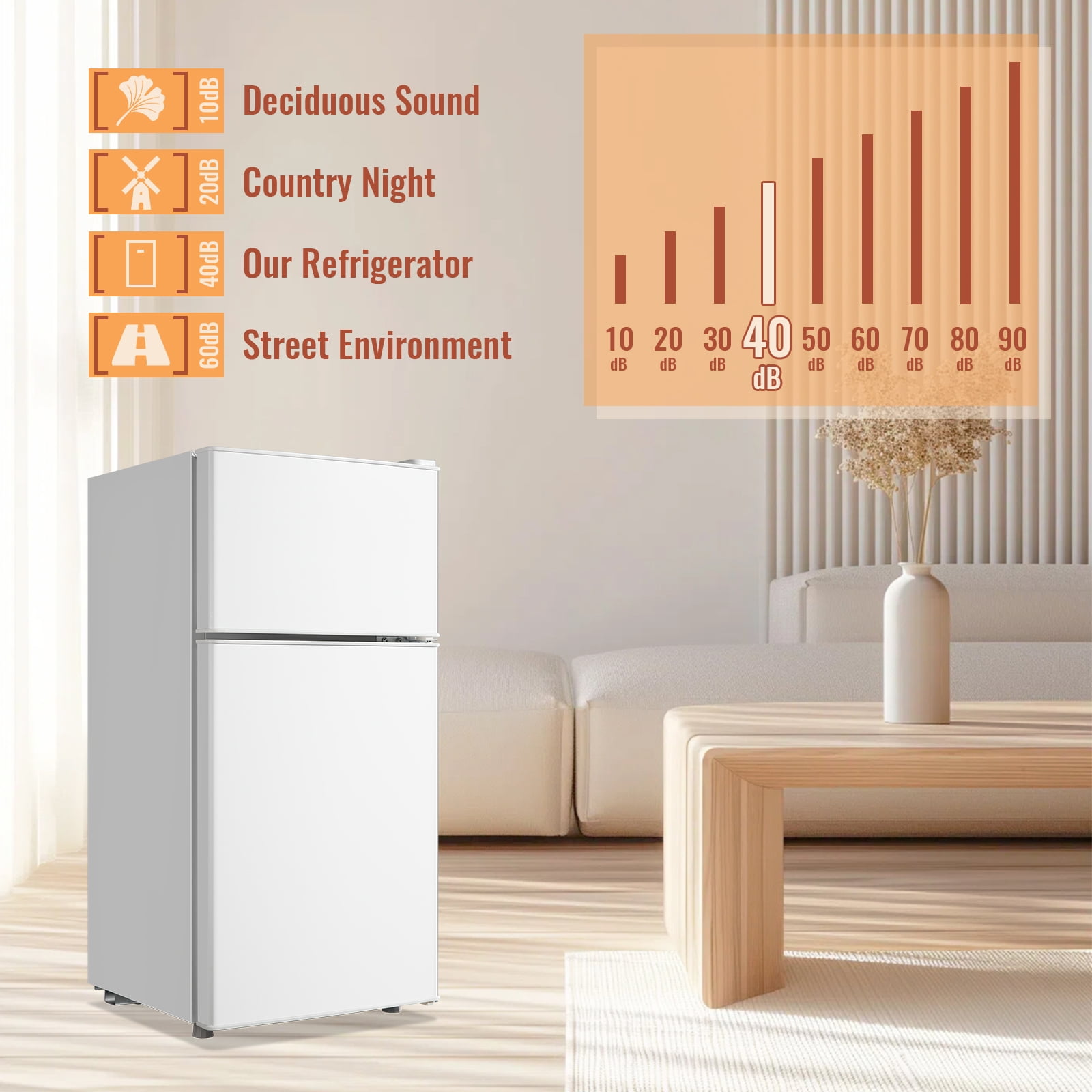 2.4 Cu.Ft Mini Fridge Small Refrigerator with Freezer 2 Removable Plastic Shelves Two Door White New