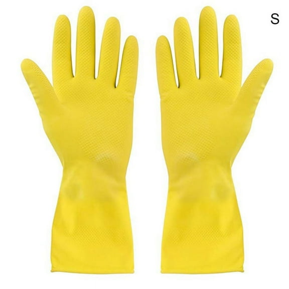 Reusable Household Gloves, Rubber Dishwashing Gloves, Extra Thickness, Long Sleeves, Kitchen Cleaning, Working, Painting, Gardening, Pet Care (Size S/L/XL, Yellow)