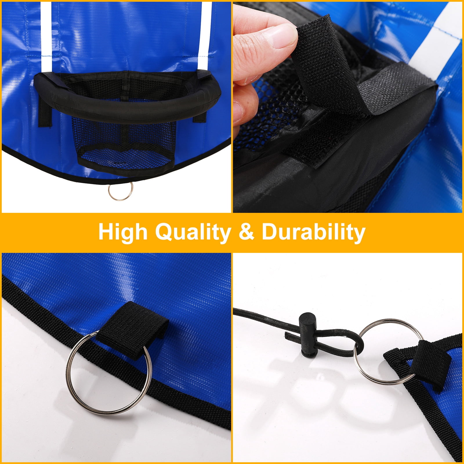Trampoline Basketball Hoop with 3 Mini Basketball, Pump and Adjustable Length Drawstring, Waterproof Universal Basketball Hoop for Trampoline