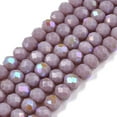 thumbnail image 1 of Electroplate Opaque Solid Color Glass Beads Strands Half Rainbow Plated Faceted Rondelle Medium Purple 4x3mm Hole: 0.4mm about 113~115pcs/strand 41~41.5cm, 1 of 3