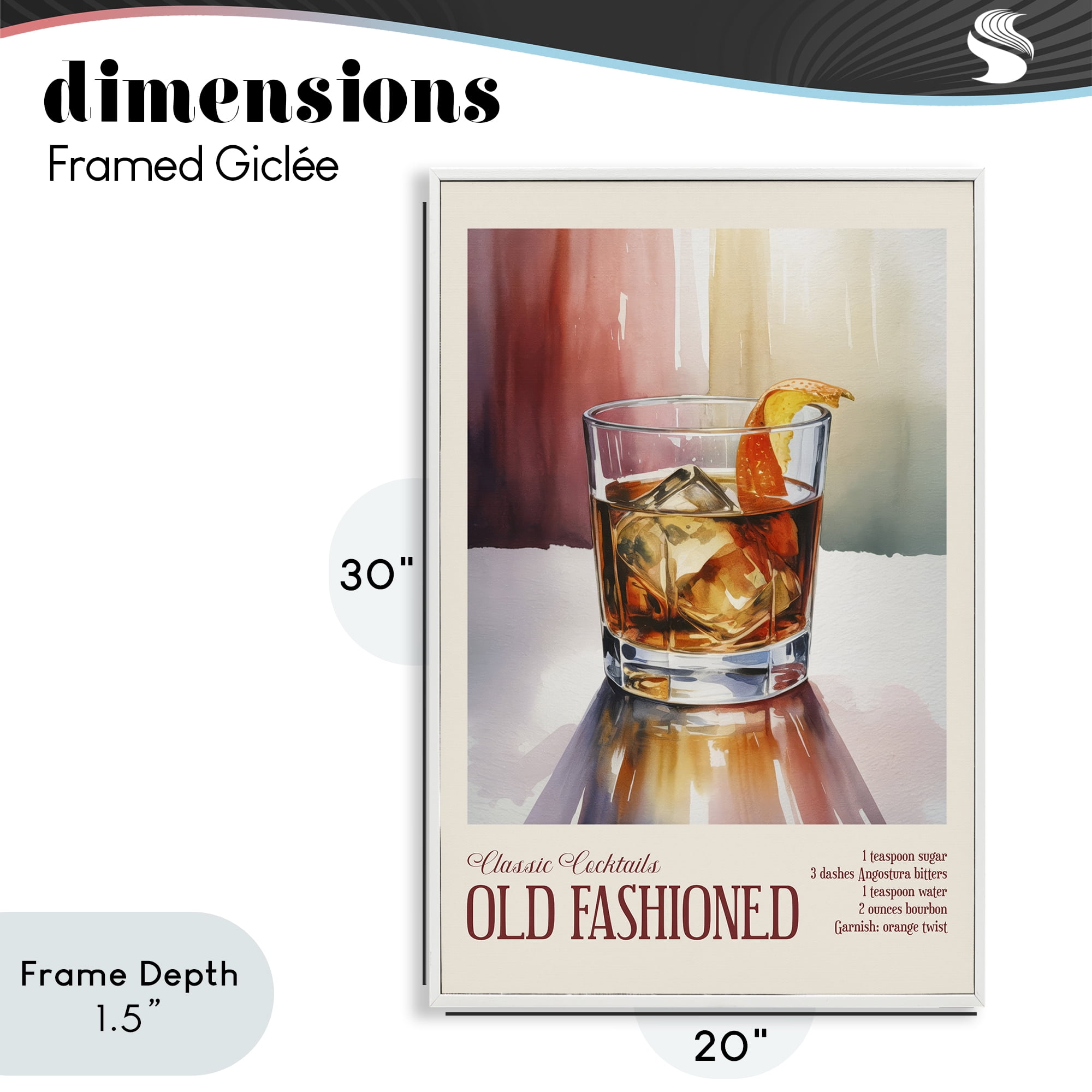 Stupell Industries Old Fashioned on Surface White Framed Giclee Art, design by Andreas Magnusson