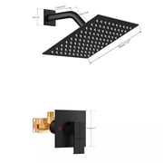 Shower Faucet Set Black Rain Shower Head Combo with Mixer Valve Kit Wall Mounted, Stainless Steel, Matte Black Finish