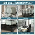 thumbnail image 4 of Innovaze Metal Dish Drying Rack, 2 Tier Compact Dish Rack w/Bamboo Holder for Kitchen Counter, Black, 4 of 7