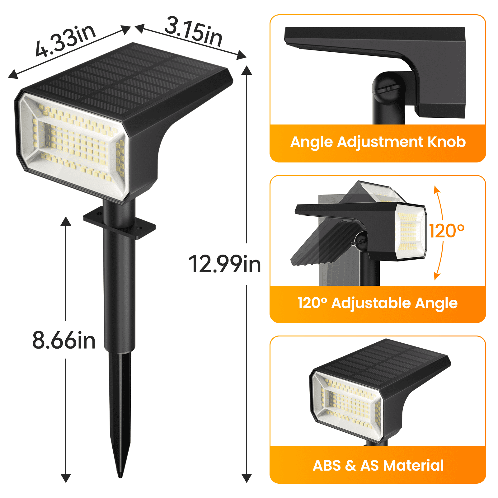 Nacinic Solar Spot Lights Outdoor [10 Pack, 108 LEDs, IP67] - 4 Modes & Auto On/Off. Bright Cold White Landscape Lights for Yard, Patio, Pathway.