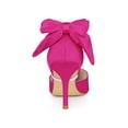 thumbnail image 2 of BLISSFUL STEP Women's Shoes Satin High Heel Pumps Bow Decor Pointed Toe Slip-On Shoes Hot Pink 9, 2 of 7