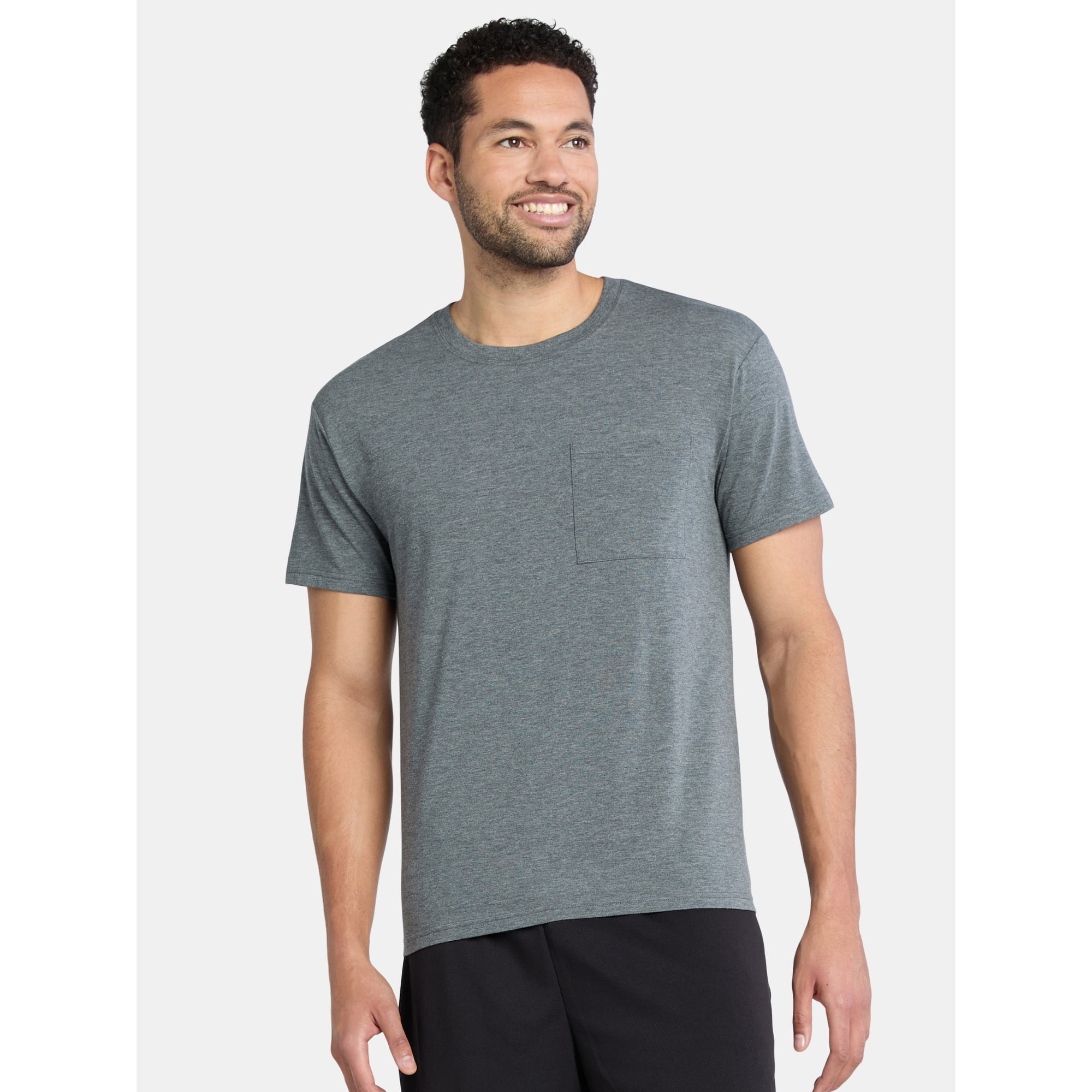Athletic Works Men's and Big Men's Tri Blend Pocket Tee, Sizes XS-4XLT