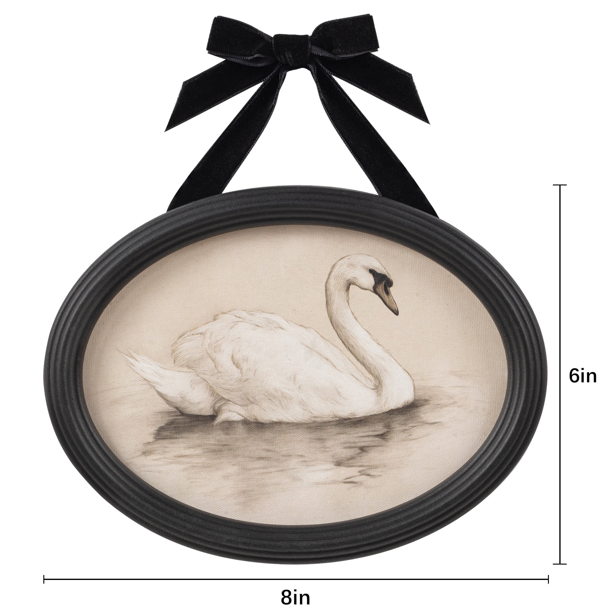 My Texas House Spring Art Peaceful White Swan Framed Canvas w/Velvet Hanger 8x6