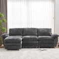 thumbnail image 2 of Holaki 101" Sectional Sofa Deep 3-Seat Sofa Couch with Ottoman, Polyester Sofa Sleeper Comfy Upholstered Furniture for Living Room, Apartment, Studio, Office, DARK GREY, 2 of 8