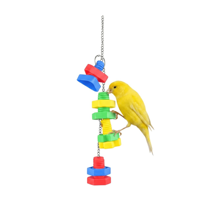 Redkite Juguete Geo Perch para Aves con Diseño Colgante Estimulante Plástico Resistente y Acero para Actividad Física y Enriquecimiento Ambiental en Jaula